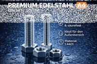Sechskantschrauben DIN 933 A4 + Sechskantmuttern DIN 934 A4